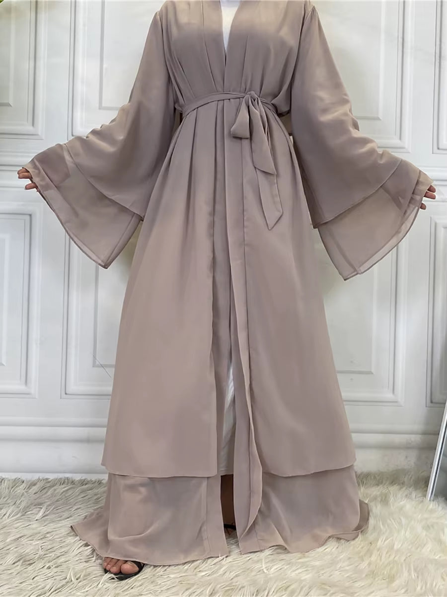 Hot Selling Dubai Abaya Chiffon Fashion Cardigan Muslim for Women Modest Robe Turkey Kaftan Ramadan Arabic Islamic Clothing