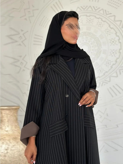 Eid Muslim Women Cardigan Abaya Long Coat Dress Turn down Collar Moroccan Kaftan Abayas Robe Islamic Clothing Ramadan Jackets