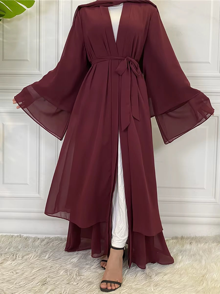 Hot Selling Dubai Abaya Chiffon Fashion Cardigan Muslim for Women Modest Robe Turkey Kaftan Ramadan Arabic Islamic Clothing