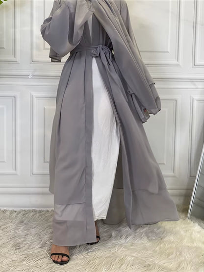 Hot Selling Dubai Abaya Chiffon Fashion Cardigan Muslim for Women Modest Robe Turkey Kaftan Ramadan Arabic Islamic Clothing