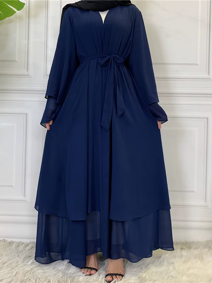 Hot Selling Dubai Abaya Chiffon Fashion Cardigan Muslim for Women Modest Robe Turkey Kaftan Ramadan Arabic Islamic Clothing