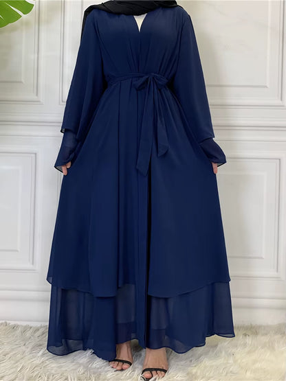 Hot Selling Dubai Abaya Chiffon Fashion Cardigan Muslim for Women Modest Robe Turkey Kaftan Ramadan Arabic Islamic Clothing