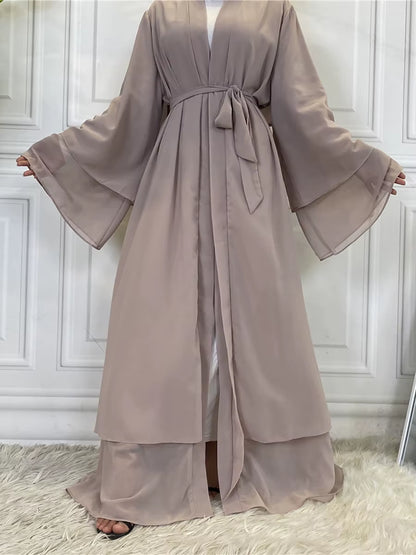 Hot Selling Dubai Abaya Chiffon Fashion Cardigan Muslim for Women Modest Robe Turkey Kaftan Ramadan Arabic Islamic Clothing