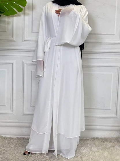 Hot Selling Dubai Abaya Chiffon Fashion Cardigan Muslim for Women Modest Robe Turkey Kaftan Ramadan Arabic Islamic Clothing