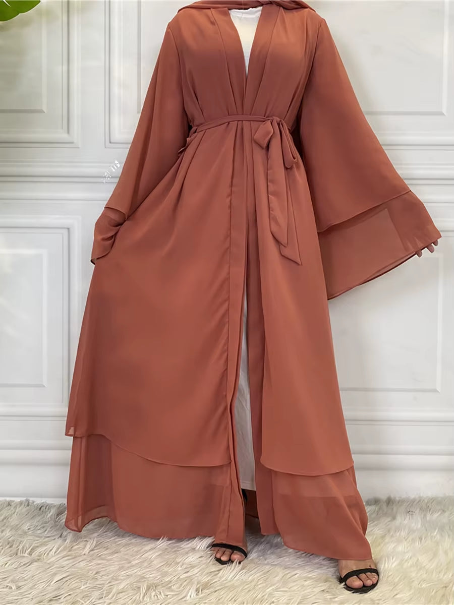 Hot Selling Dubai Abaya Chiffon Fashion Cardigan Muslim for Women Modest Robe Turkey Kaftan Ramadan Arabic Islamic Clothing