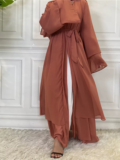 Hot Selling Dubai Abaya Chiffon Fashion Cardigan Muslim for Women Modest Robe Turkey Kaftan Ramadan Arabic Islamic Clothing