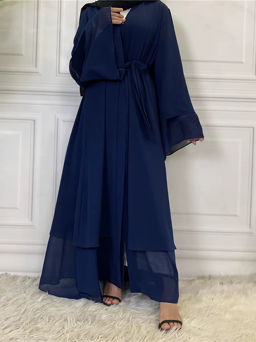 Hot Selling Dubai Abaya Chiffon Fashion Cardigan Muslim for Women Modest Robe Turkey Kaftan Ramadan Arabic Islamic Clothing