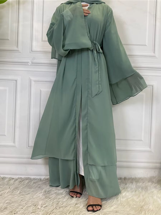 Hot Selling Dubai Abaya Chiffon Fashion Cardigan Muslim for Women Modest Robe Turkey Kaftan Ramadan Arabic Islamic Clothing
