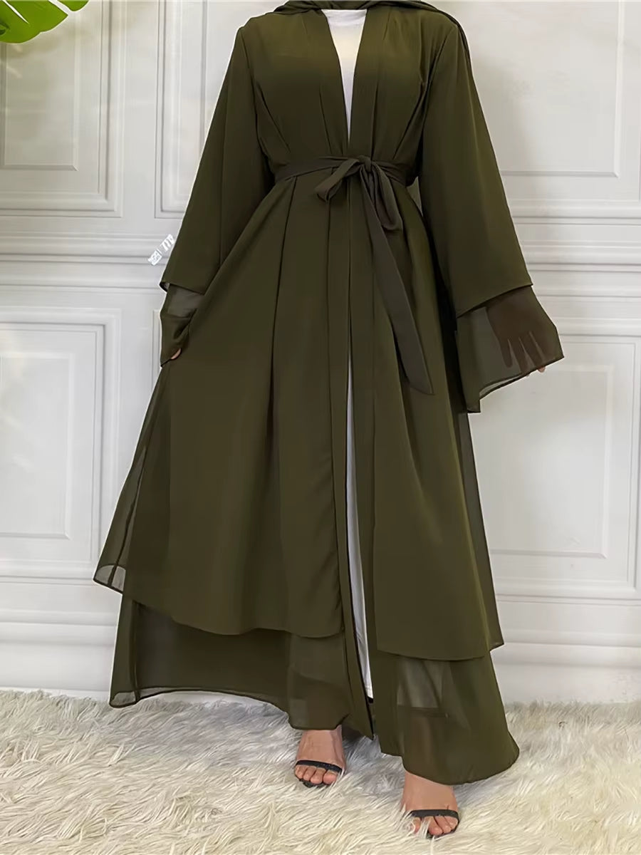 Hot Selling Dubai Abaya Chiffon Fashion Cardigan Muslim for Women Modest Robe Turkey Kaftan Ramadan Arabic Islamic Clothing