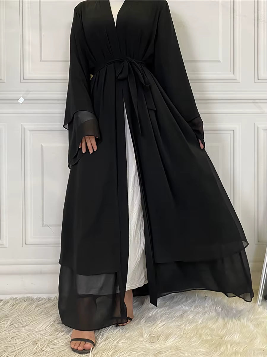 Hot Selling Dubai Abaya Chiffon Fashion Cardigan Muslim for Women Modest Robe Turkey Kaftan Ramadan Arabic Islamic Clothing